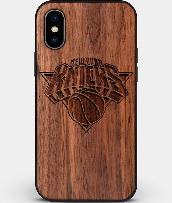 Custom Carved Wood New York Knicks iPhone XS Max Case | Personalized Walnut Wood New York Knicks Cover, Birthday Gift, Gifts For Him, Monogrammed Gift For Fan | by Engraved In Nature