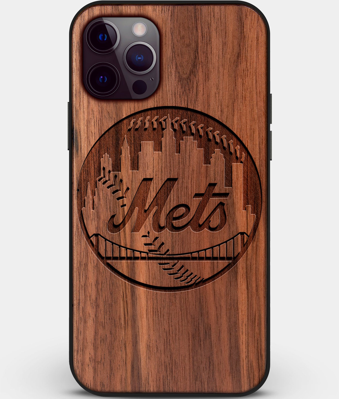 Custom Carved Wood New York Mets iPhone 12 Pro Case | Personalized Walnut Wood New York Mets Cover, Birthday Gift, Gifts For Him, Monogrammed Gift For Fan | by Engraved In Nature