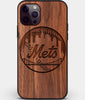 Custom Carved Wood New York Mets iPhone 12 Pro Case | Personalized Walnut Wood New York Mets Cover, Birthday Gift, Gifts For Him, Monogrammed Gift For Fan | by Engraved In Nature