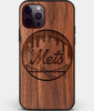 Custom Carved Wood New York Mets iPhone 12 Pro Max Case | Personalized Walnut Wood New York Mets Cover, Birthday Gift, Gifts For Him, Monogrammed Gift For Fan | by Engraved In Nature