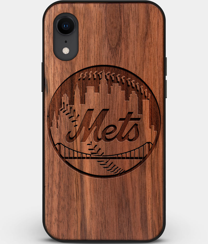 Custom Carved Wood New York Mets iPhone XR Case | Personalized Walnut Wood New York Mets Cover, Birthday Gift, Gifts For Him, Monogrammed Gift For Fan | by Engraved In Nature
