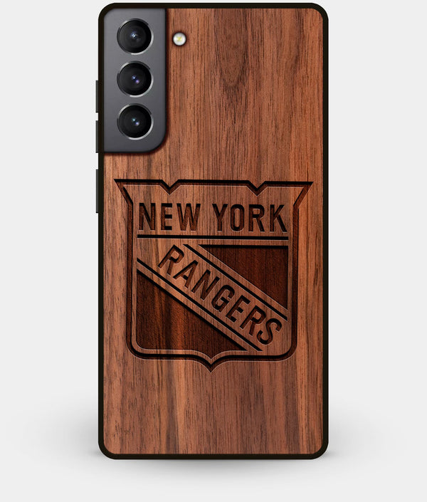 Best Walnut Wood New York Rangers Galaxy S21 Case - Custom Engraved Cover - Engraved In Nature