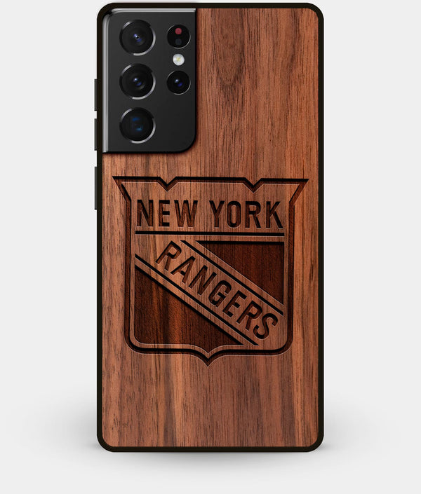 Best Walnut Wood New York Rangers Galaxy S21 Ultra Case - Custom Engraved Cover - Engraved In Nature