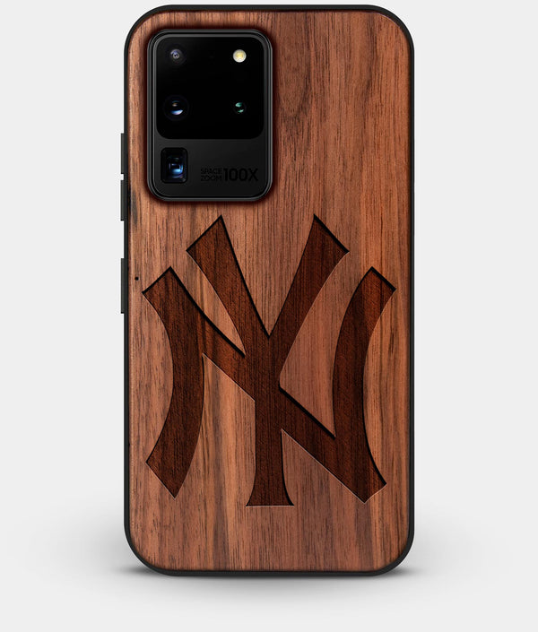 Best Custom Engraved Walnut Wood New York Yankees Galaxy S20 Ultra Case Classic - Engraved In Nature