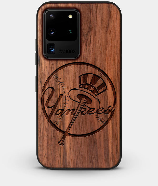 Best Custom Engraved Walnut Wood New York Yankees Galaxy S20 Ultra Case - Engraved In Nature