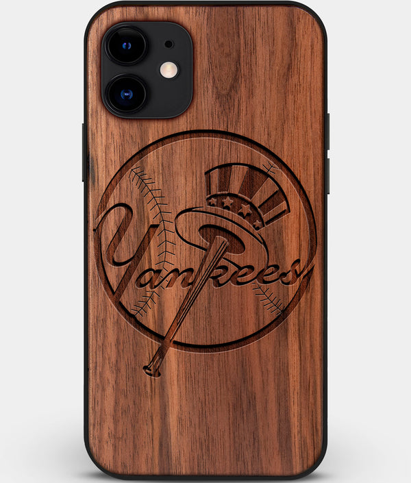 Custom Carved Wood New York Yankees iPhone 11 Case | Personalized Walnut Wood New York Yankees Cover, Birthday Gift, Gifts For Him, Monogrammed Gift For Fan | by Engraved In Nature
