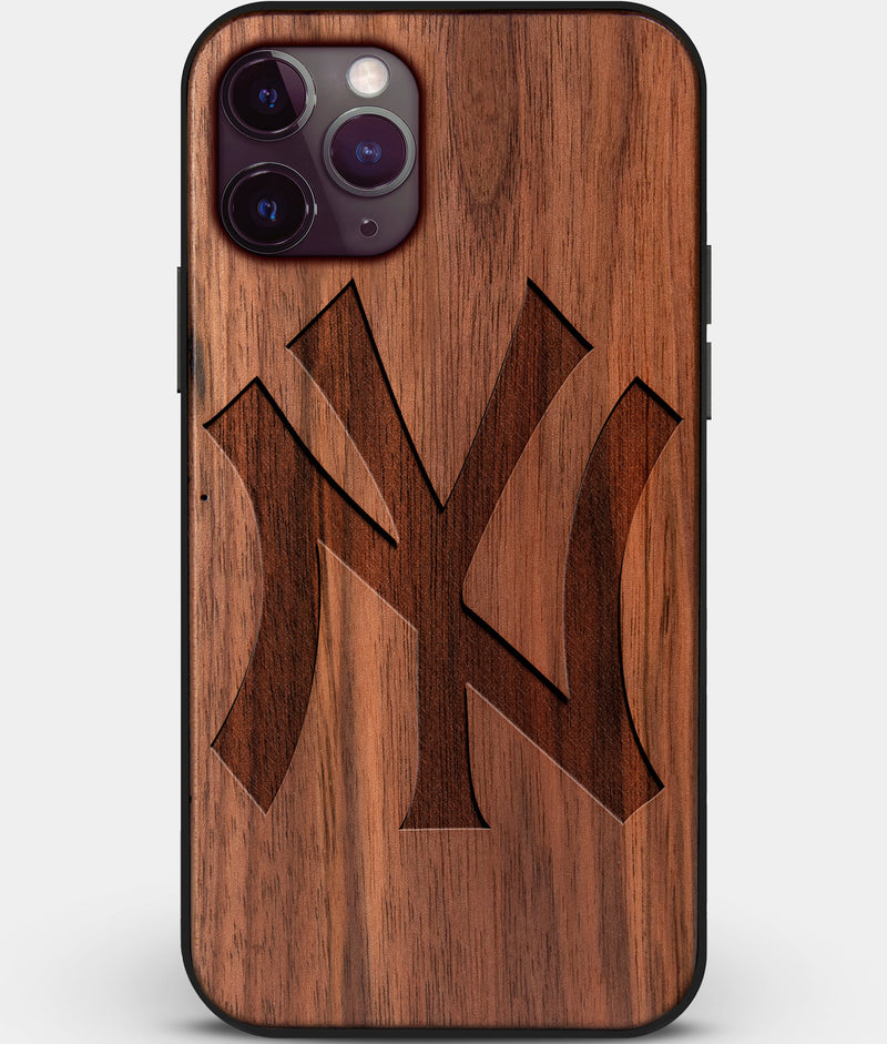 Custom Carved Wood New York Yankees iPhone 11 Pro Case Classic | Personalized Walnut Wood New York Yankees Cover, Birthday Gift, Gifts For Him, Monogrammed Gift For Fan | by Engraved In Nature