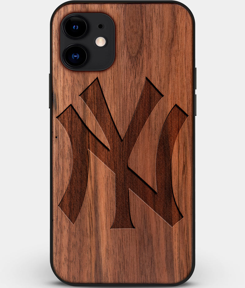 Custom Carved Wood New York Yankees iPhone 12 Mini Case Classic | Personalized Walnut Wood New York Yankees Cover, Birthday Gift, Gifts For Him, Monogrammed Gift For Fan | by Engraved In Nature