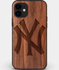 Custom Carved Wood New York Yankees iPhone 12 Mini Case Classic | Personalized Walnut Wood New York Yankees Cover, Birthday Gift, Gifts For Him, Monogrammed Gift For Fan | by Engraved In Nature