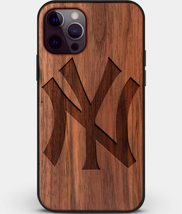 Custom Carved Wood New York Yankees iPhone 12 Pro Case Classic | Personalized Walnut Wood New York Yankees Cover, Birthday Gift, Gifts For Him, Monogrammed Gift For Fan | by Engraved In Nature