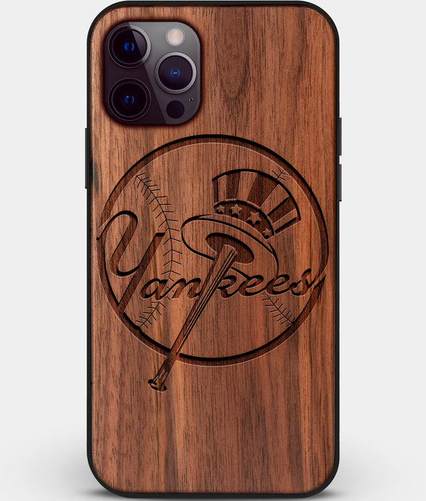 Custom Carved Wood New York Yankees iPhone 12 Pro Case | Personalized Walnut Wood New York Yankees Cover, Birthday Gift, Gifts For Him, Monogrammed Gift For Fan | by Engraved In Nature