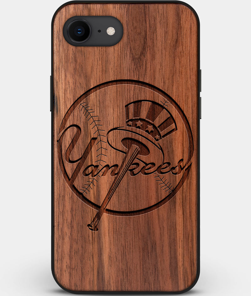Best Custom Engraved Walnut Wood New York Yankees iPhone SE Case - Engraved In Nature