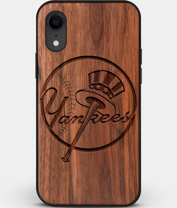 Custom Carved Wood New York Yankees iPhone XR Case | Personalized Walnut Wood New York Yankees Cover, Birthday Gift, Gifts For Him, Monogrammed Gift For Fan | by Engraved In Nature