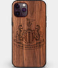 Custom Carved Wood Newcastle United F.C. iPhone 11 Pro Case | Personalized Walnut Wood Newcastle United F.C. Cover, Birthday Gift, Gifts For Him, Monogrammed Gift For Fan | by Engraved In Nature