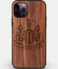 Custom Carved Wood Newcastle United F.C. iPhone 12 Pro Max Case | Personalized Walnut Wood Newcastle United F.C. Cover, Birthday Gift, Gifts For Him, Monogrammed Gift For Fan | by Engraved In Nature