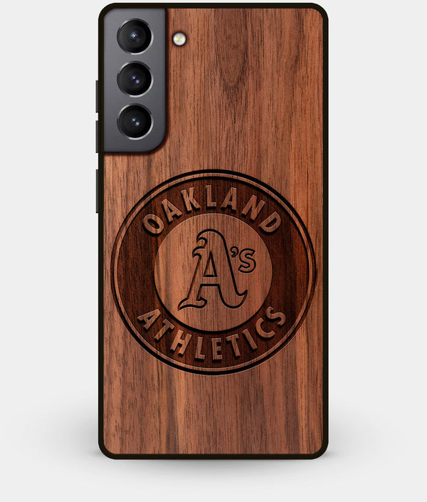 Best Walnut Wood Oakland Athletics Galaxy S21 Case - Custom Engraved Cover - Engraved In Nature