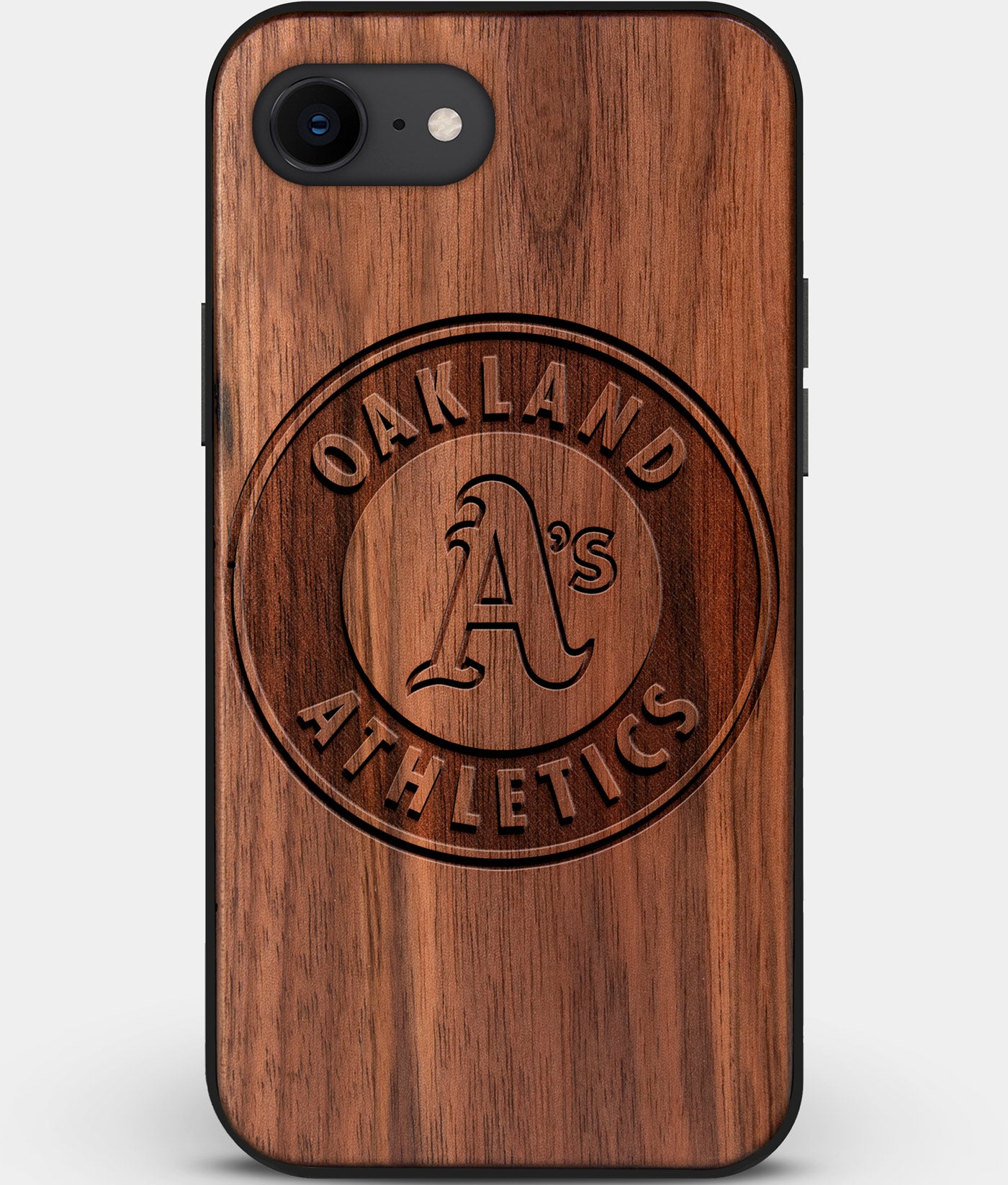 Best Custom Engraved Walnut Wood Oakland Athletics iPhone SE Case - Engraved In Nature