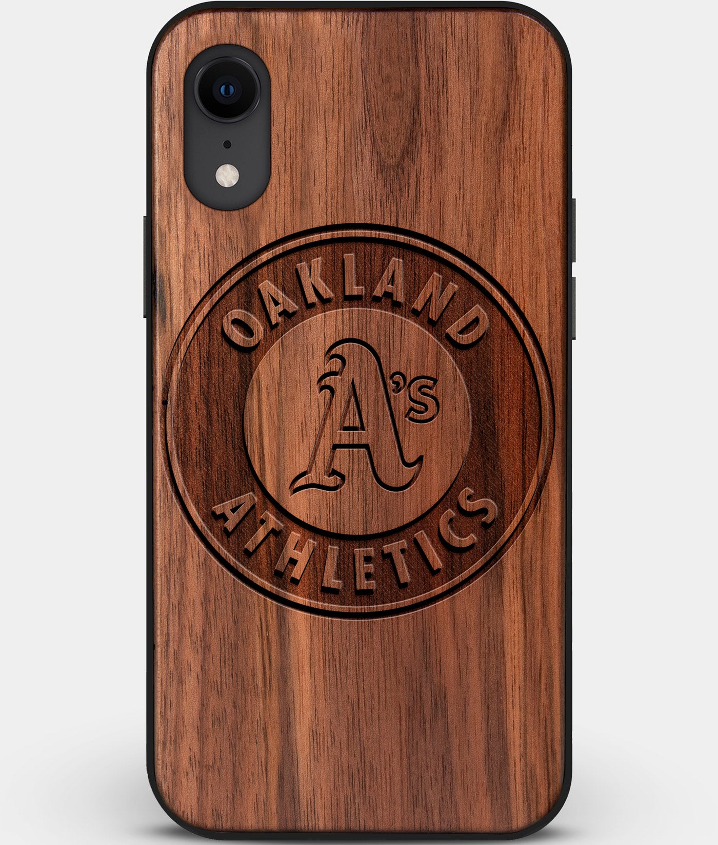 Custom Carved Wood Oakland Athletics iPhone XR Case | Personalized Walnut Wood Oakland Athletics Cover, Birthday Gift, Gifts For Him, Monogrammed Gift For Fan | by Engraved In Nature