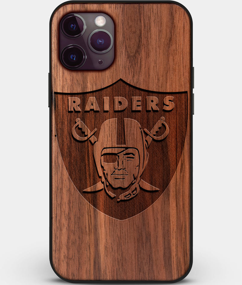 Custom Carved Wood Las Vegas Raiders iPhone 11 Pro Case | Personalized Walnut Wood Las Vegas Raiders Cover, Birthday Gift, Gifts For Him, Monogrammed Gift For Fan | by Engraved In Nature