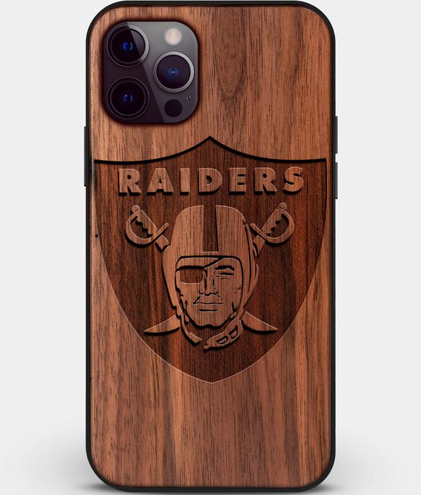 Custom Carved Wood Las Vegas Raiders iPhone 12 Pro Case | Personalized Walnut Wood Las Vegas Raiders Cover, Birthday Gift, Gifts For Him, Monogrammed Gift For Fan | by Engraved In Nature