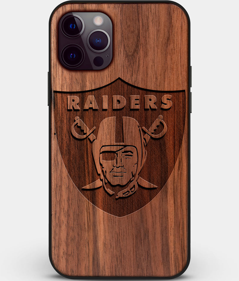 Custom Carved Wood Las Vegas Raiders iPhone 12 Pro Max Case | Personalized Walnut Wood Las Vegas Raiders Cover, Birthday Gift, Gifts For Him, Monogrammed Gift For Fan | by Engraved In Nature