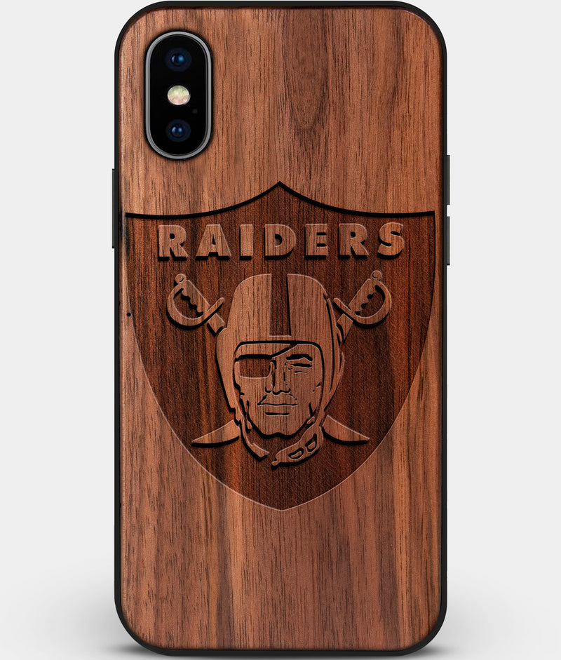 Custom Carved Wood Las Vegas Raiders iPhone XS Max Case | Personalized Walnut Wood Las Vegas Raiders Cover, Birthday Gift, Gifts For Him, Monogrammed Gift For Fan | by Engraved In Nature