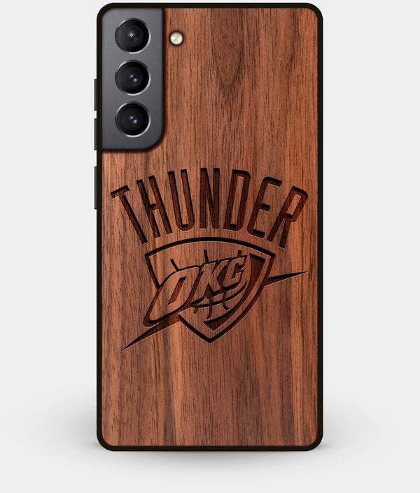 Best Walnut Wood OKC Thunder Galaxy S21 Case - Custom Engraved Cover - Engraved In Nature
