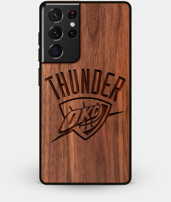 Best Walnut Wood OKC Thunder Galaxy S21 Ultra Case - Custom Engraved Cover - Engraved In Nature