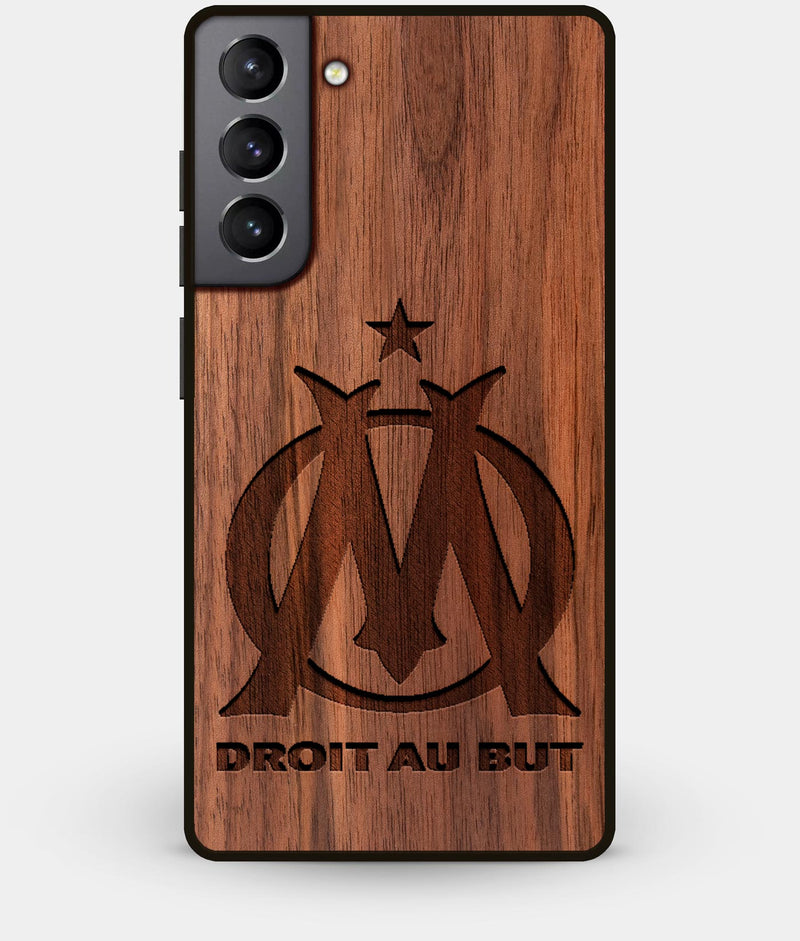 Best Walnut Wood Olympique de Marseille Galaxy S21 Case - Custom Engraved Cover - Engraved In Nature