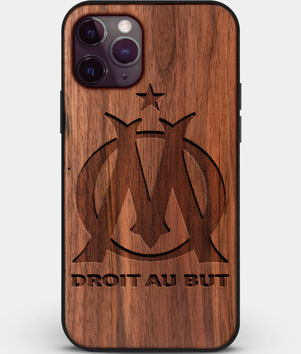 Custom Carved Wood Olympique de Marseille iPhone 11 Pro Case | Personalized Walnut Wood Olympique de Marseille Cover, Birthday Gift, Gifts For Him, Monogrammed Gift For Fan | by Engraved In Nature