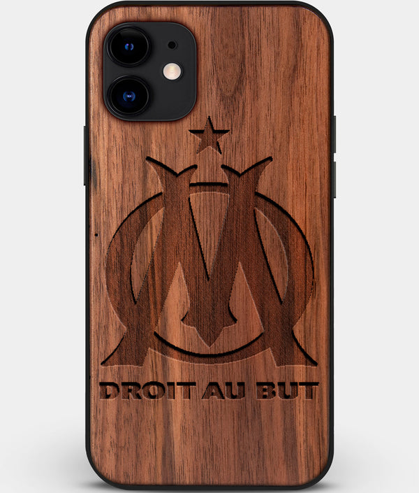 Custom Carved Wood Olympique de Marseille iPhone 12 Case | Personalized Walnut Wood Olympique de Marseille Cover, Birthday Gift, Gifts For Him, Monogrammed Gift For Fan | by Engraved In Nature