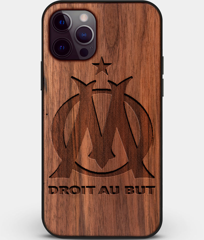 Custom Carved Wood Olympique de Marseille iPhone 12 Pro Max Case | Personalized Walnut Wood Olympique de Marseille Cover, Birthday Gift, Gifts For Him, Monogrammed Gift For Fan | by Engraved In Nature