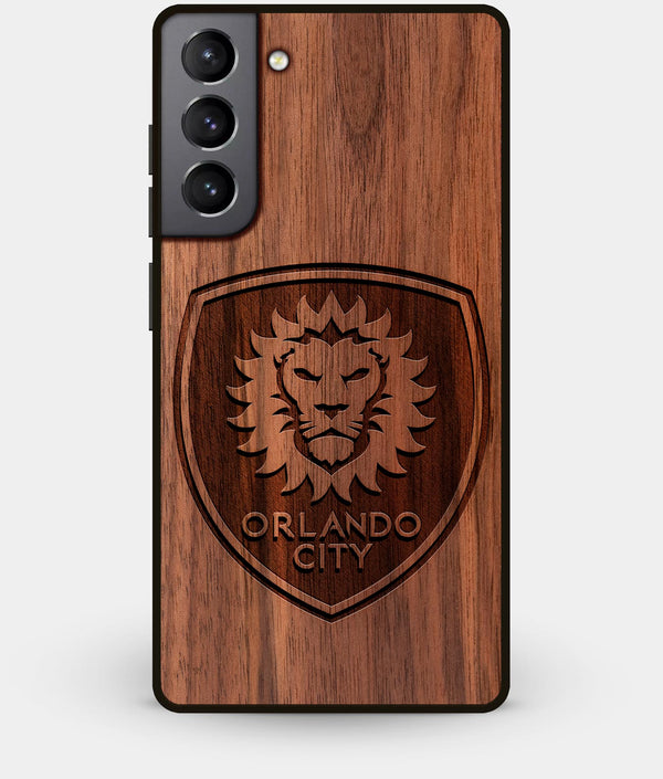 Best Walnut Wood Orlando City SC Galaxy S21 Case - Custom Engraved Cover - Engraved In Nature