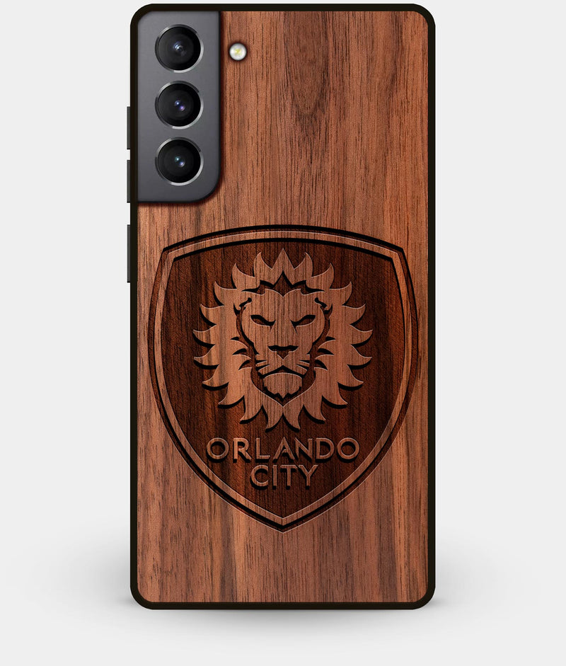 Best Walnut Wood Orlando City SC Galaxy S21 Case - Custom Engraved Cover - Engraved In Nature