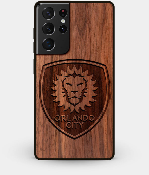 Best Walnut Wood Orlando City SC Galaxy S21 Ultra Case - Custom Engraved Cover - Engraved In Nature