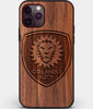 Custom Carved Wood Orlando City SC iPhone 11 Pro Max Case | Personalized Walnut Wood Orlando City SC Cover, Birthday Gift, Gifts For Him, Monogrammed Gift For Fan | by Engraved In Nature