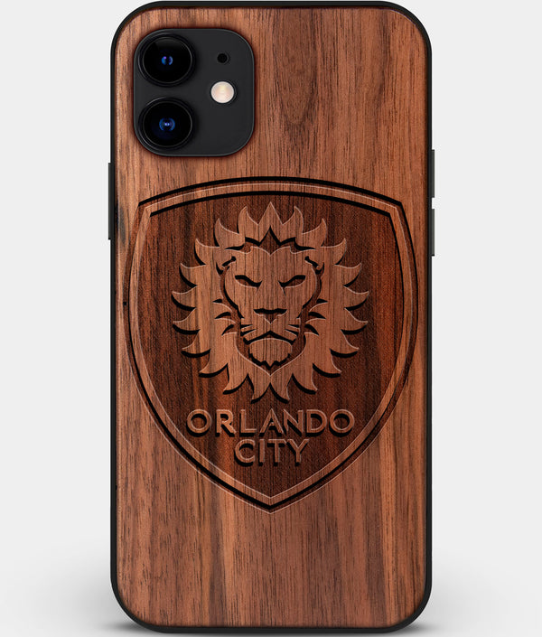 Custom Carved Wood Orlando City SC iPhone 12 Mini Case | Personalized Walnut Wood Orlando City SC Cover, Birthday Gift, Gifts For Him, Monogrammed Gift For Fan | by Engraved In Nature