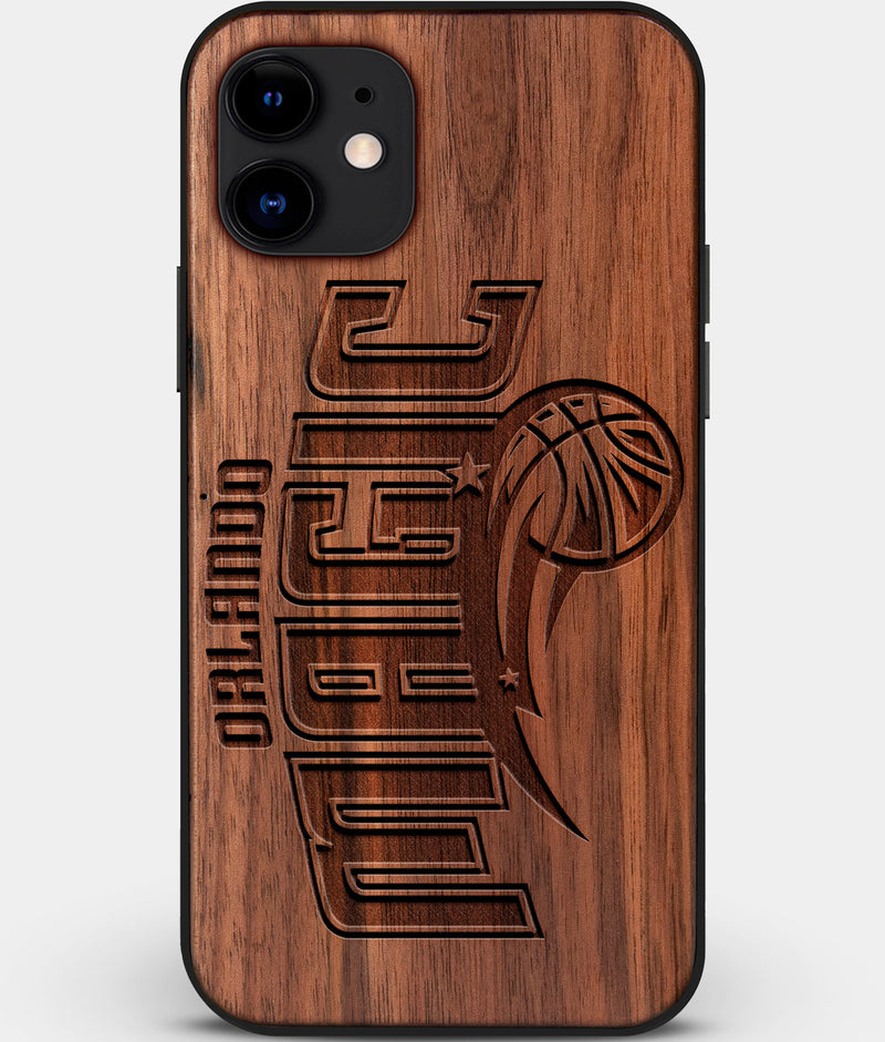 Custom Carved Wood Orlando Magic iPhone 11 Case | Personalized Walnut Wood Orlando Magic Cover, Birthday Gift, Gifts For Him, Monogrammed Gift For Fan | by Engraved In Nature