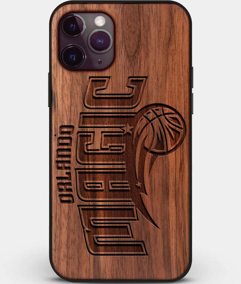 Custom Carved Wood Orlando Magic iPhone 11 Pro Max Case | Personalized Walnut Wood Orlando Magic Cover, Birthday Gift, Gifts For Him, Monogrammed Gift For Fan | by Engraved In Nature