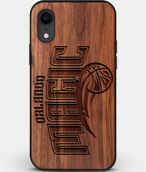 Custom Carved Wood Orlando Magic iPhone XR Case | Personalized Walnut Wood Orlando Magic Cover, Birthday Gift, Gifts For Him, Monogrammed Gift For Fan | by Engraved In Nature