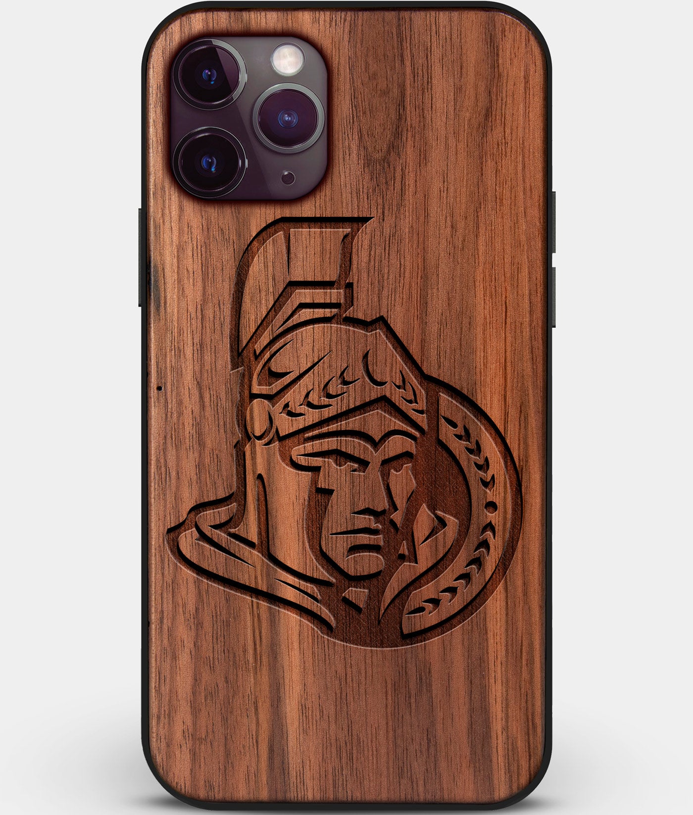 Custom Carved Wood Ottawa Senators iPhone 11 Pro Case | Personalized Walnut Wood Ottawa Senators Cover, Birthday Gift, Gifts For Him, Monogrammed Gift For Fan | by Engraved In Nature