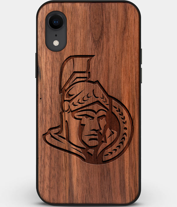 Custom Carved Wood Ottawa Senators iPhone XR Case | Personalized Walnut Wood Ottawa Senators Cover, Birthday Gift, Gifts For Him, Monogrammed Gift For Fan | by Engraved In Nature