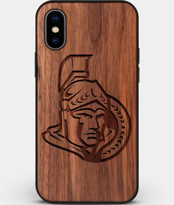 Custom Carved Wood Ottawa Senators iPhone XS Max Case | Personalized Walnut Wood Ottawa Senators Cover, Birthday Gift, Gifts For Him, Monogrammed Gift For Fan | by Engraved In Nature
