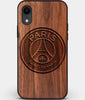 Custom Carved Wood Paris Saint Germain F.C. iPhone XR Case | Personalized Walnut Wood Paris Saint Germain F.C. Cover, Birthday Gift, Gifts For Him, Monogrammed Gift For Fan | by Engraved In Nature