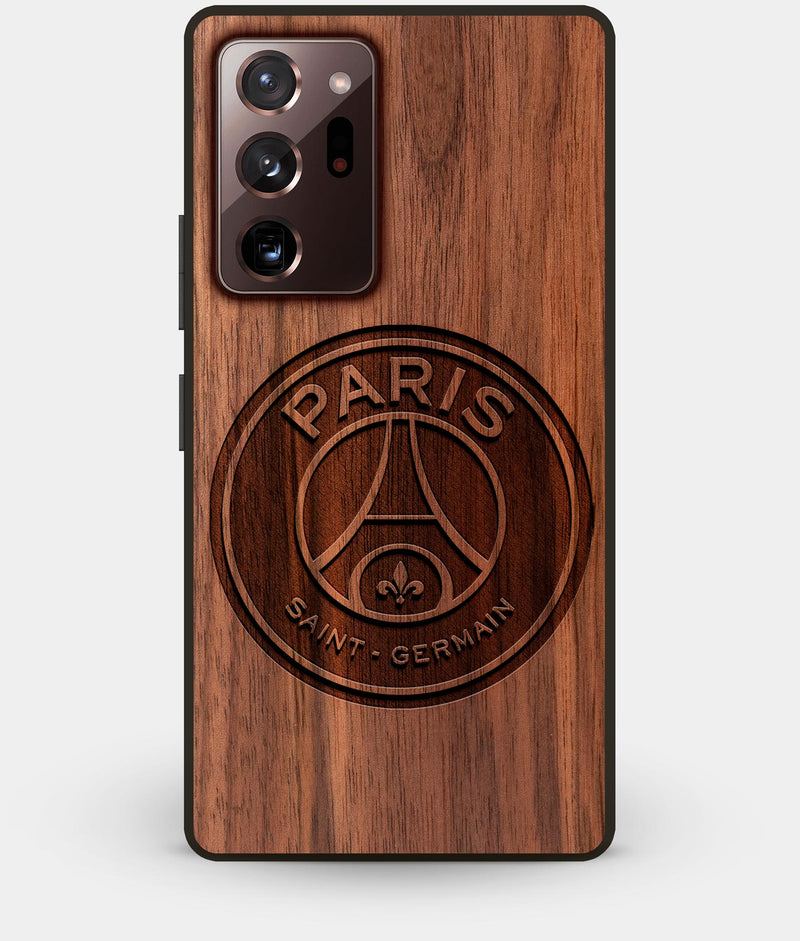 Best Custom Engraved Walnut Wood Paris Saint Germain F.C. Note 20 Ultra Case - Engraved In Nature