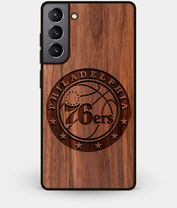 Best Walnut Wood Philadelphia 76Ers Galaxy S21 Case - Custom Engraved Cover - Engraved In Nature