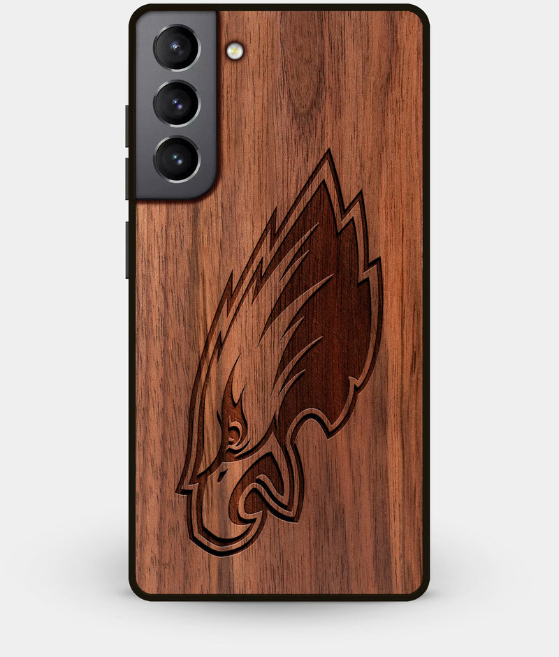 Best Walnut Wood Philadelphia Eagles Galaxy S21 Case - Custom Engraved Cover - Engraved In Nature