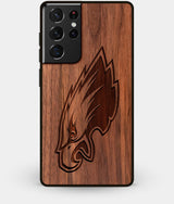 Best Walnut Wood Philadelphia Eagles Galaxy S21 Ultra Case - Custom Engraved Cover - Engraved In Nature