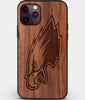 Custom Carved Wood Philadelphia Eagles iPhone 11 Pro Case | Personalized Walnut Wood Philadelphia Eagles Cover, Birthday Gift, Gifts For Him, Monogrammed Gift For Fan | by Engraved In Nature