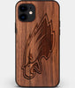 Custom Carved Wood Philadelphia Eagles iPhone 12 Case | Personalized Walnut Wood Philadelphia Eagles Cover, Birthday Gift, Gifts For Him, Monogrammed Gift For Fan | by Engraved In Nature